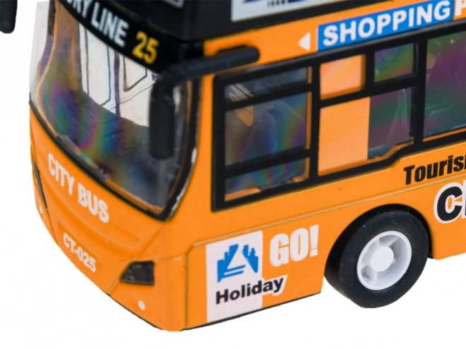 Metal Double Decker Bus with Opening Doors – Yellow