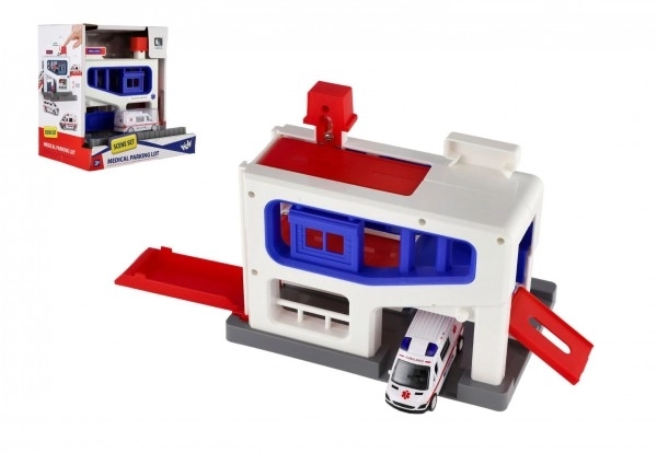 Parking Garage with Ambulance Car Toy Set