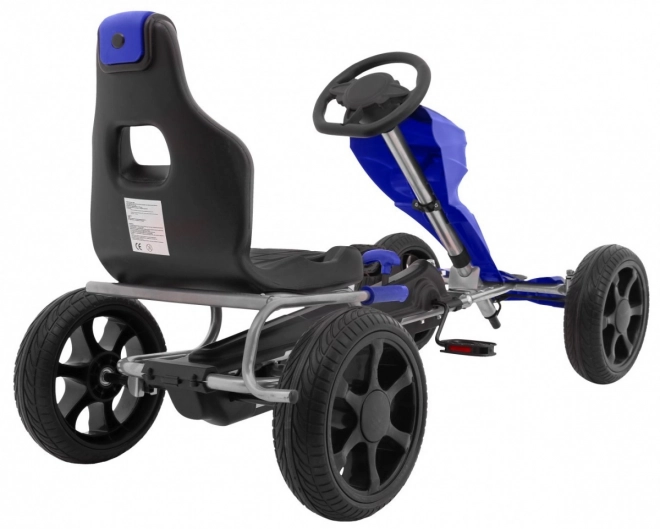 Grand Ride Pedal Go-Kart for Kids 3+ Blue + EVA Wheels + Adjustable Seat + Hand Brake