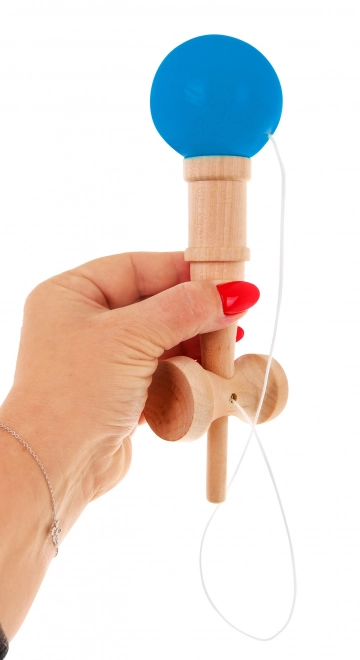 Gioco di abilità Kendama bambini 3+ e adulti giocattolo in legno con sfera blu