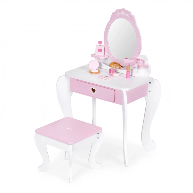 Large Toy Vanity for Kids with Mirror and Stool Set