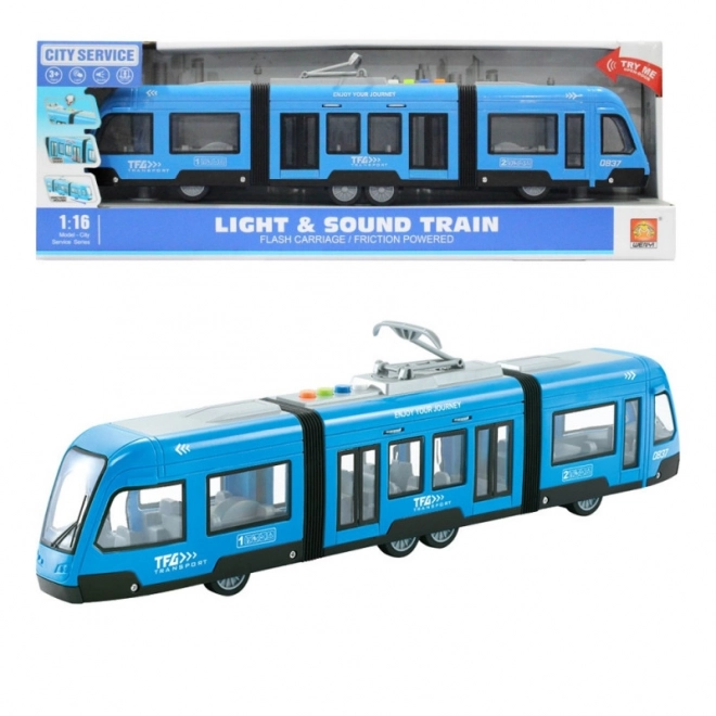 Blue Tram with Lights and Sounds