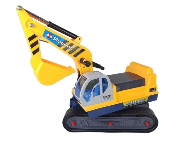 Large Ride-On Excavator with Yellow Helmet