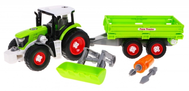 Buildable Tractor with Trailer for Children 3+ Screwdriver Set with Bulldozer