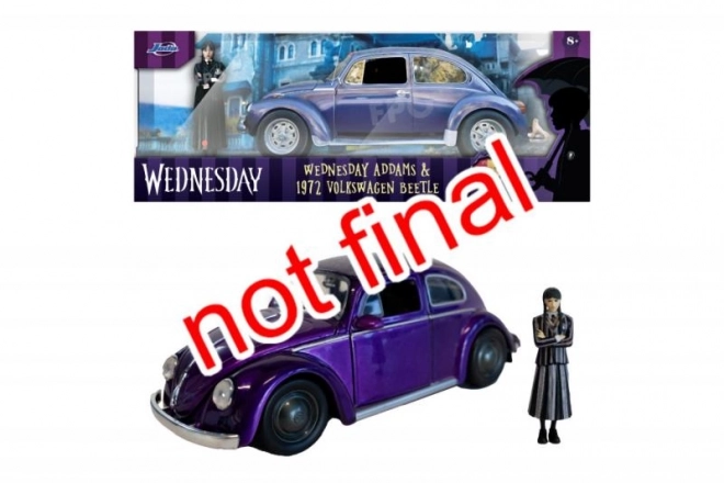 Wednesday Addams VW Beetle Toy with Figure