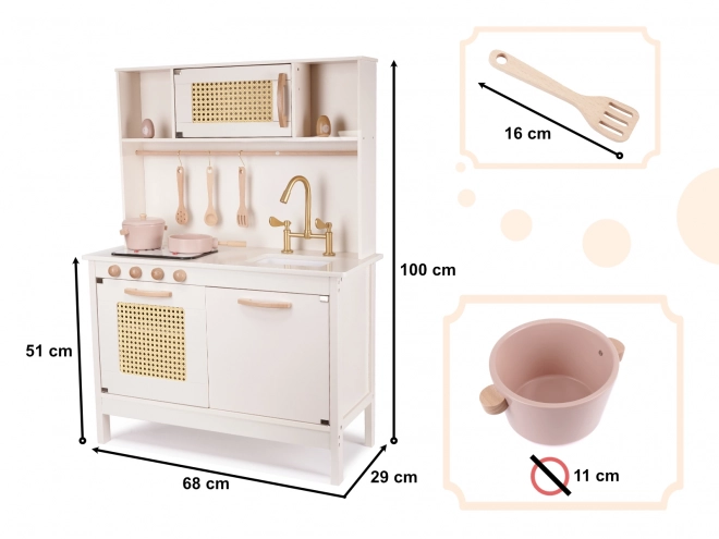 Wooden Retro Play Kitchen Set with Accessories