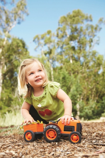 Green Toys Tractor with Trailer Orange