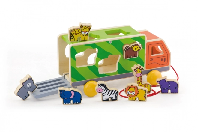 Wooden Toy Truck with Animal Inserts