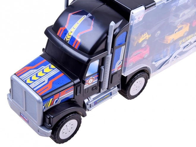 large truck with toy cars set