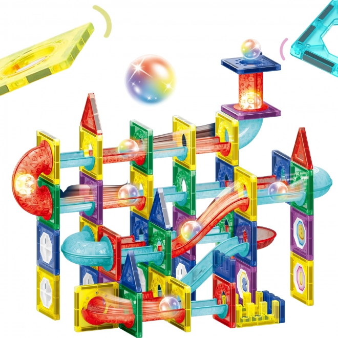Woopie Magnetic Building Set 3D – Educational Marble Run, 105 Pieces