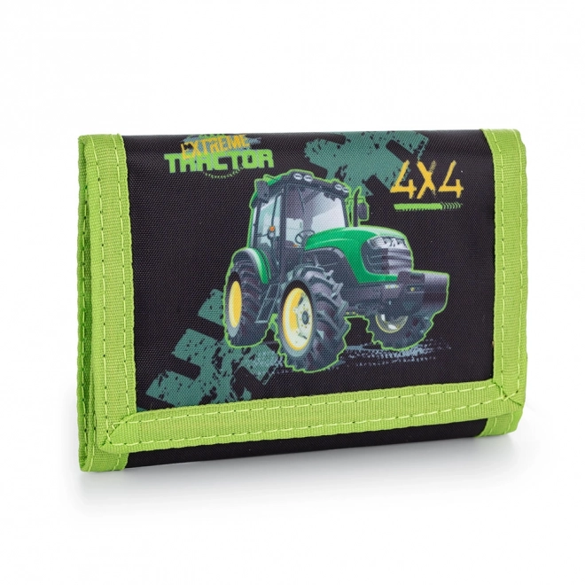 Children's fabric wallet with tractor design