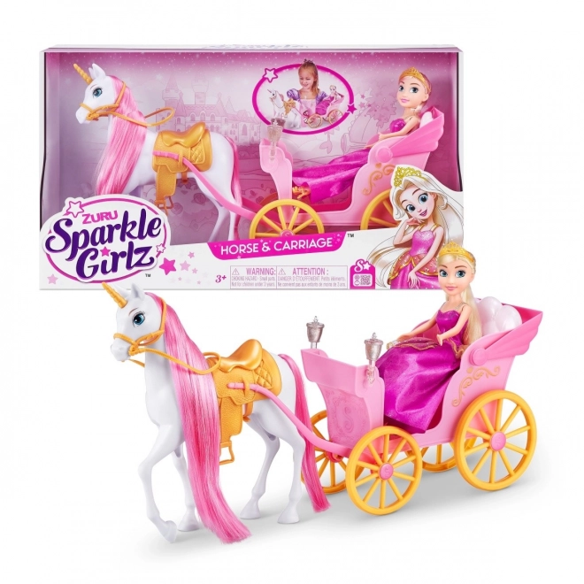 Sparkle Girlz Princess Doll with Unicorn Carriage