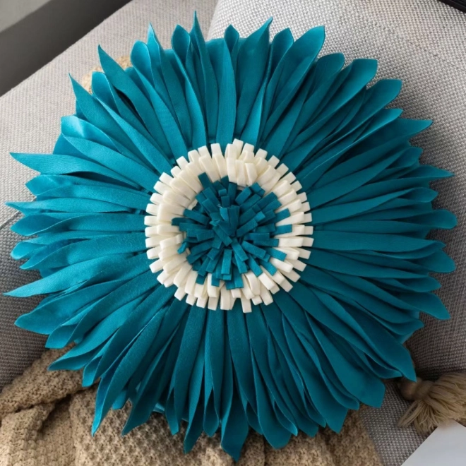 Round Pillowcase Chrysanthemum Blue