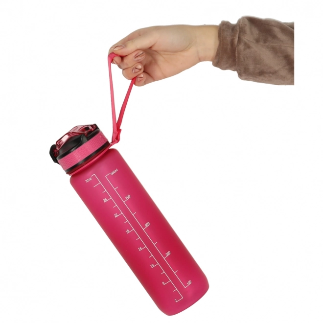 Motivational Pink Water Bottle with Straw and Handle - 1L