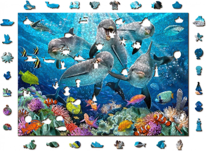 Wooden Puzzle Happy Dolphins