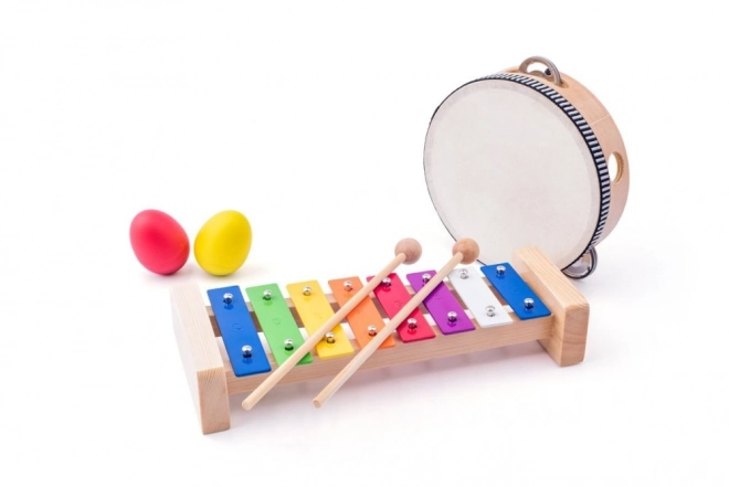 Musical Instrument Set with Xylophone, Tambourine, Triangle, and Maracas