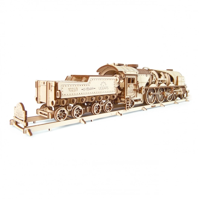 Ugears 3D Wooden Mechanical Puzzle Steam Locomotive V-Express 4-6-2 with Tender