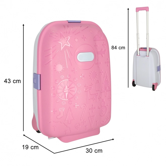 Children's Travel Suitcase with LED Wheels - Pink