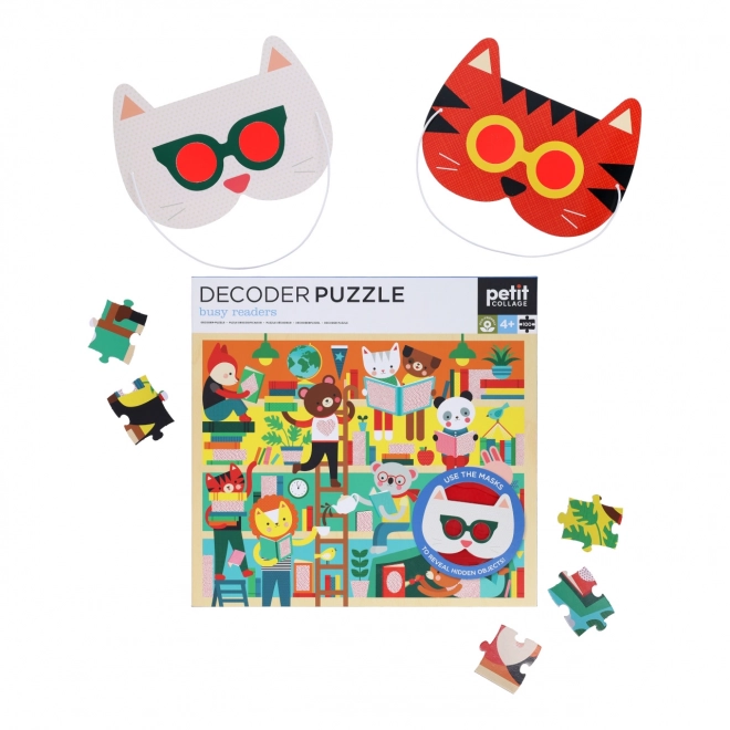 Petit Collage Puzzle Library with 3D Glasses