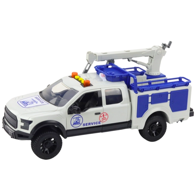 Service Vehicle with Crane and Light and Sound Effects