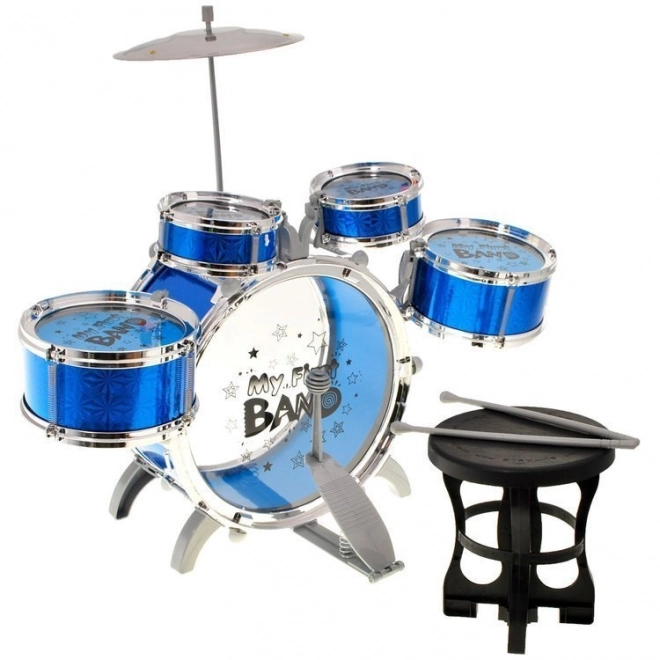 5-Piece Drum Set with Stool – blue