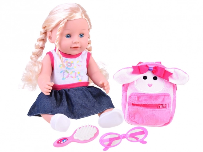 Charming Doll Julia with Backpack and Glasses