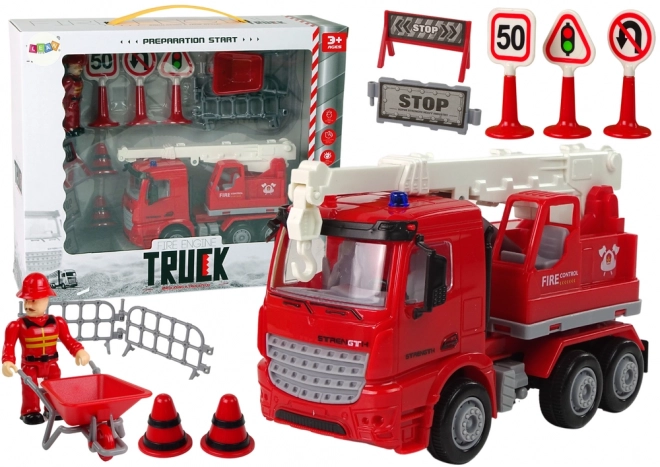 Fire Station Play Set with Crane and Traffic Signs