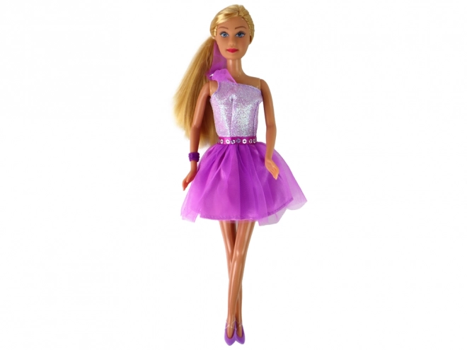 Doll Dress Lucy Set of Purple Glitter Shoes