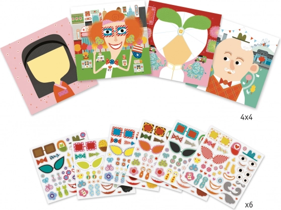 DJECO Set d'autocollants Visages