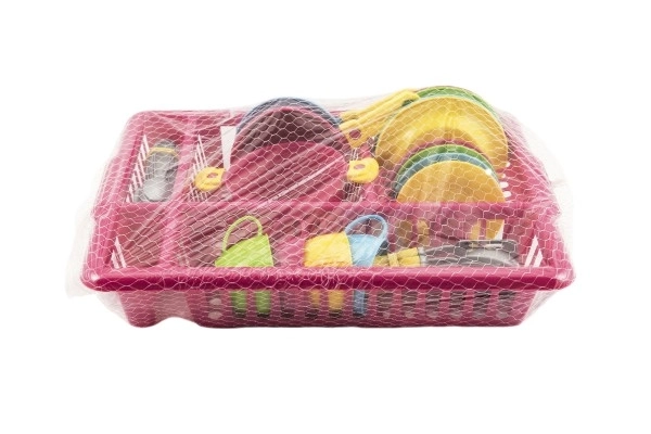 Dishware Set with Drainer – Pink