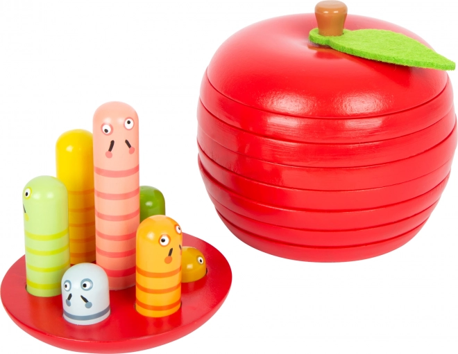 Wooden Apple Puzzle with Worms