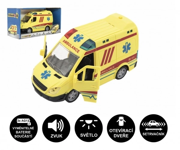 Plastic 20cm Friction-Powered Ambulance with Lights and Sounds