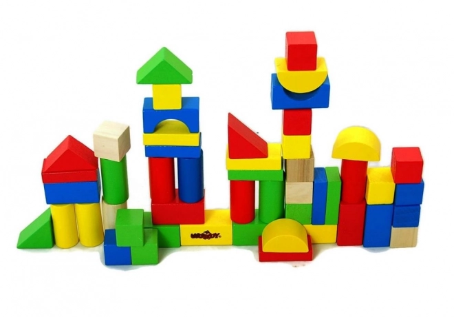 Wooden Building Blocks Bucket Set