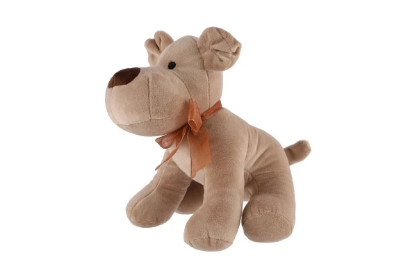 Plush Brown Sitting Puppy with Bow