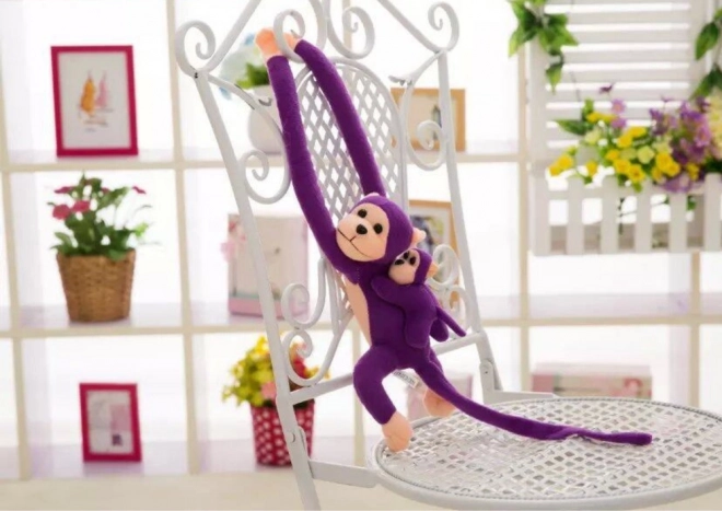 Plush Monkey with Baby Purple 70 cm