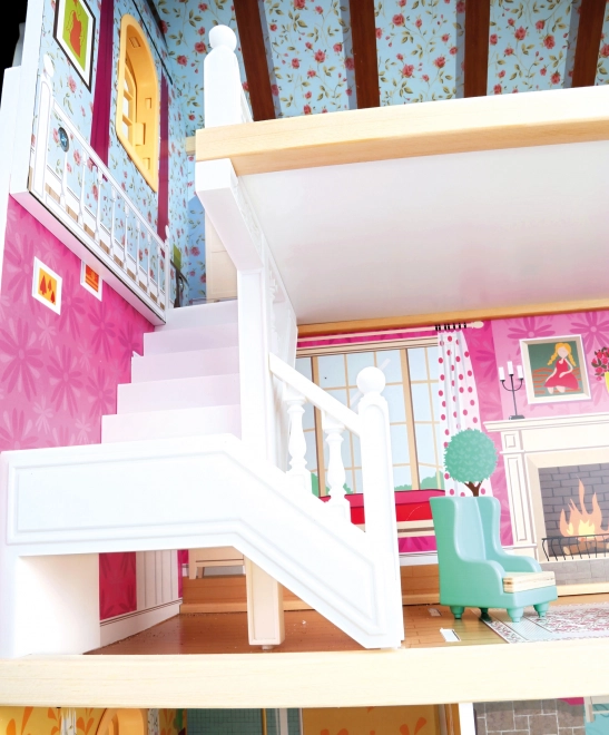 Bino Wooden Three-Story Dollhouse