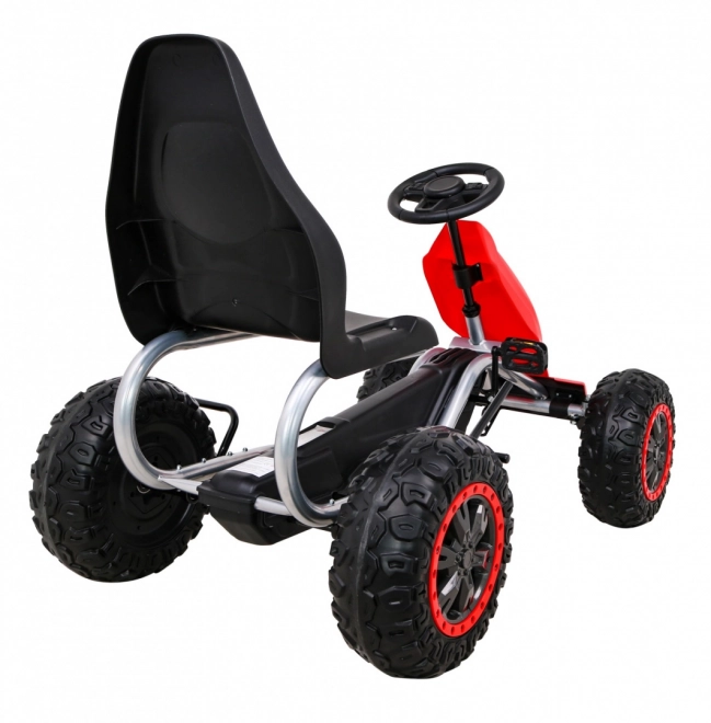 Large Pedal Go-Kart Strong for Children Red + 100 kg Load + EVA Wheels + Hand Brake + Sport Seat