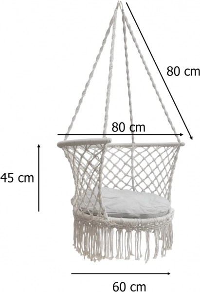 Gartenschaukel Nest mit Rückenlehne grau 80 cm 150 kg