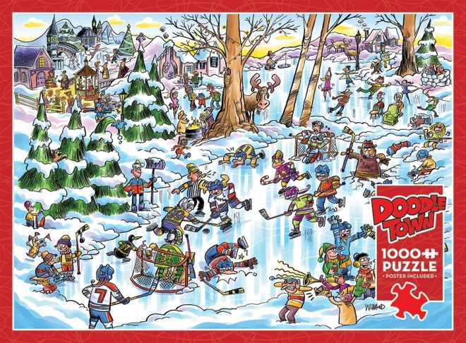 Cobble Hill Puzzle Doodletown: Hockey Town 1000 Pieces