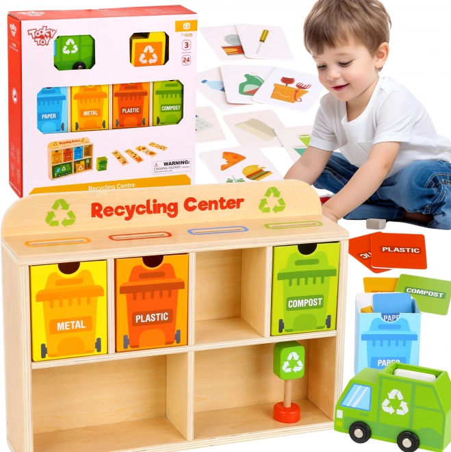 Tooky Toy Dřevěné Centrum Recyklace Edukační Třídič