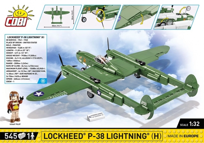 Cobi II WW Lockheed P-38H Lightning Model