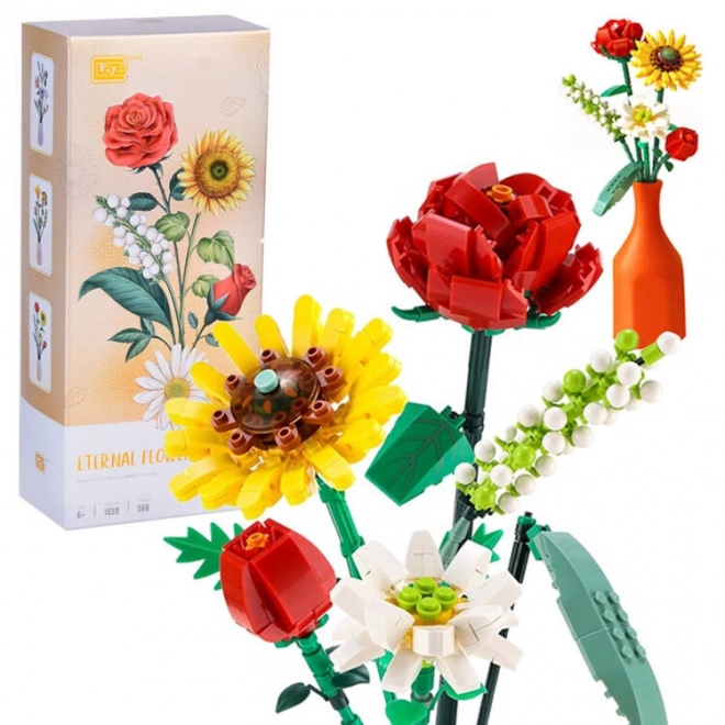 creative flower bouquet building blocks set