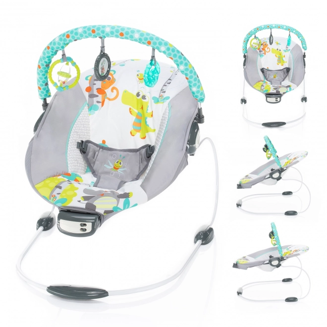 Vibrating Baby Bouncer Happy Tropical Grey