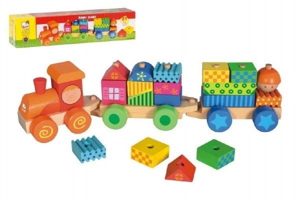 Wooden Train with Blocks 43cm