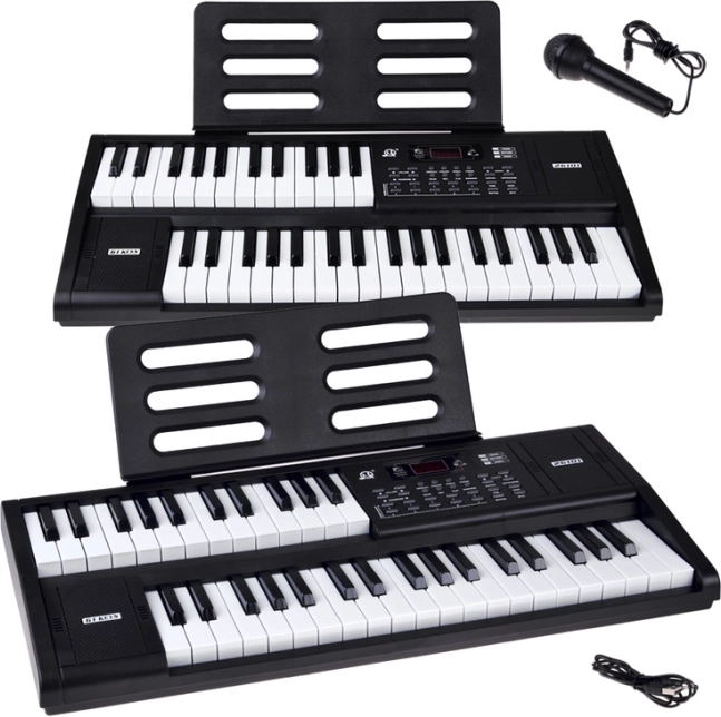 Electronic keyboard with 61 keys, split function and microphone