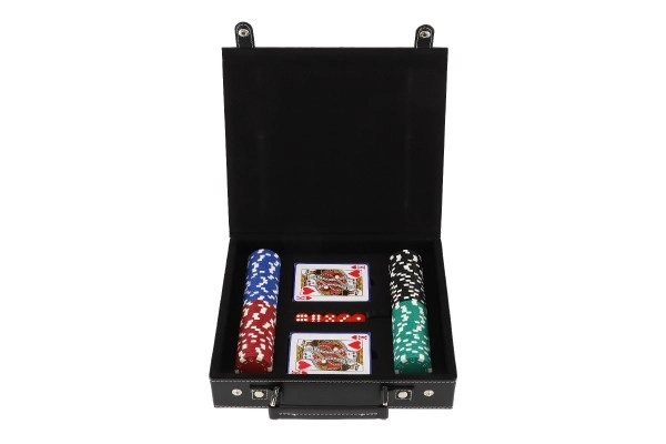 Poker Set with Chips, Cards, and Dice in Portable Case