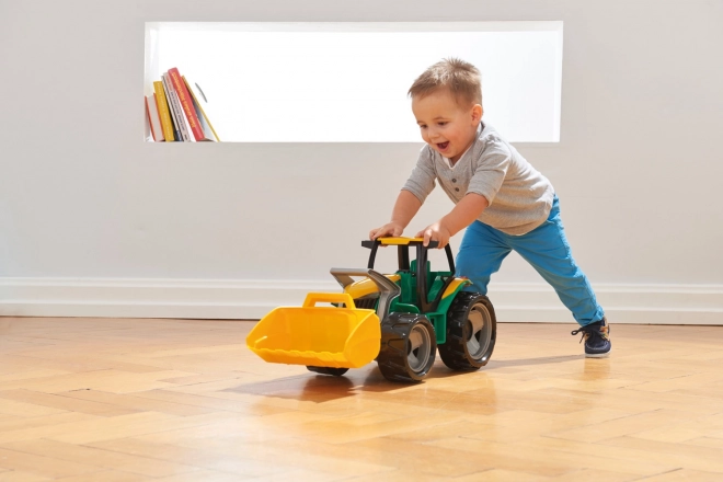 Green And Yellow Tractor With Loader And Backhoe