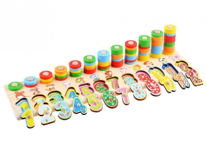 Colorful Wooden Puzzle with Numbers and Animals