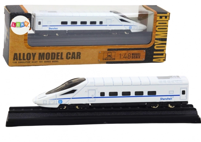 Sběratelský model vlakového vozu bílý 1:48 kovový