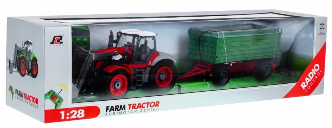 Remote Control Tractor with Trailer for Kids 3+ - Red and Green